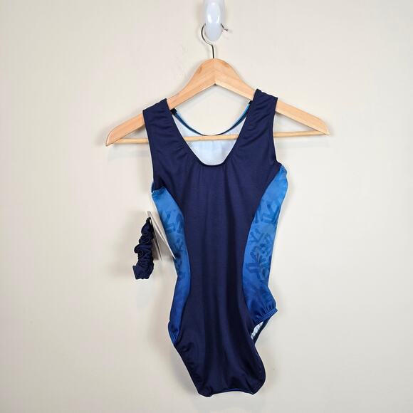 GK Elite Blue Shimmer & Shine Leotard Size Adult Extra Small AXS Gymnastics Tank - Picture 4 of 4